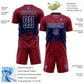 Custom Crimson Navy-White Abstract Splatter Grunge Art Sports Sublimation Soccer Uniform Jersey Limited