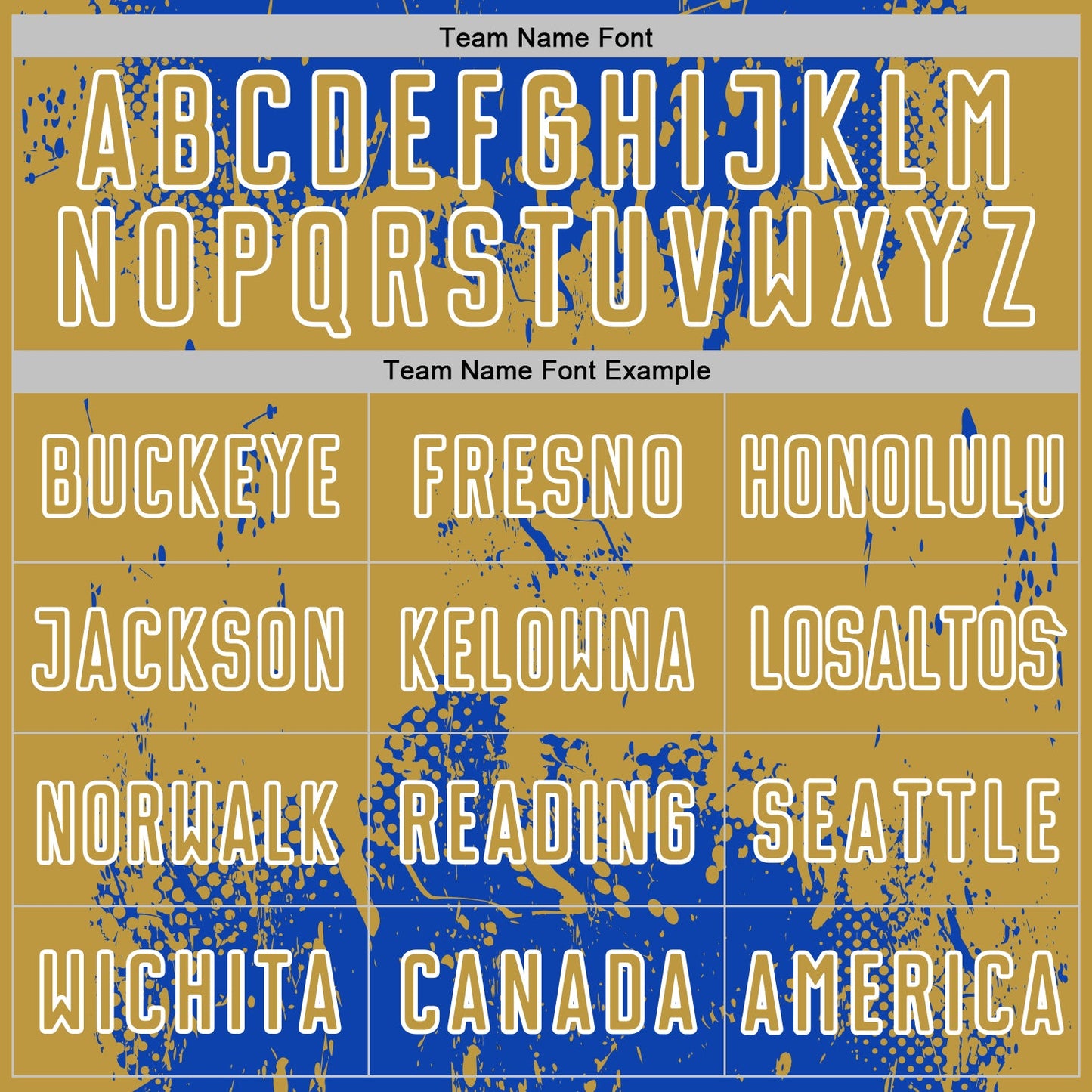 Custom Thunder Blue Old Gold-White Abstract Splatter Grunge Art Sports Sublimation Soccer Uniform Jersey Limited