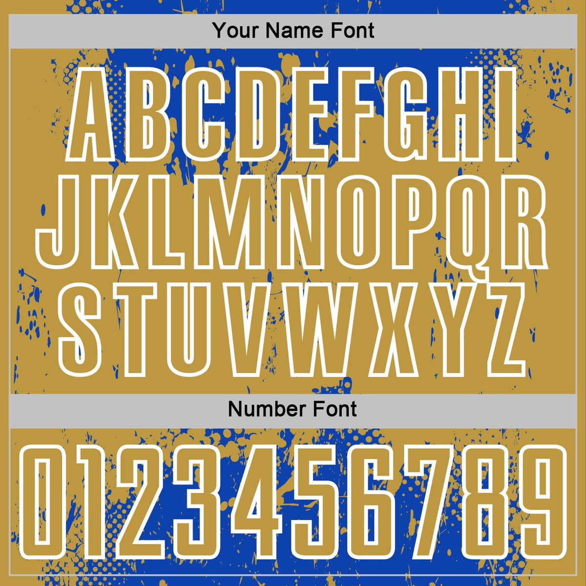 Custom Thunder Blue Old Gold-White Abstract Splatter Grunge Art Sports Sublimation Soccer Uniform Jersey Limited