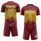 Custom Burgundy Old Gold-White Abstract Splatter Grunge Art Sports Sublimation Soccer Uniform Jersey Limited