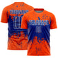 Custom Orange Royal-White Abstract Splatter Grunge Art Sports Sublimation Soccer Uniform Jersey