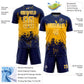 Custom Navy Gold-White Abstract Splatter Grunge Art Sports Sublimation Soccer Uniform Jersey Limited