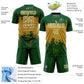 Custom Green Old Gold-White Abstract Splatter Grunge Art Sports Sublimation Soccer Uniform Jersey Limited