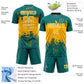Custom Teal Gold-White Abstract Splatter Grunge Art Sports Sublimation Soccer Uniform Jersey Limited