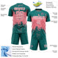 Custom Teal Medium Pink-White Abstract Splatter Grunge Art Sports Sublimation Soccer Uniform Jersey Limited