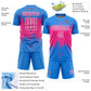 Custom Powder Blue Pink-White Abstract Splatter Grunge Art Sports Sublimation Soccer Uniform Jersey Limited