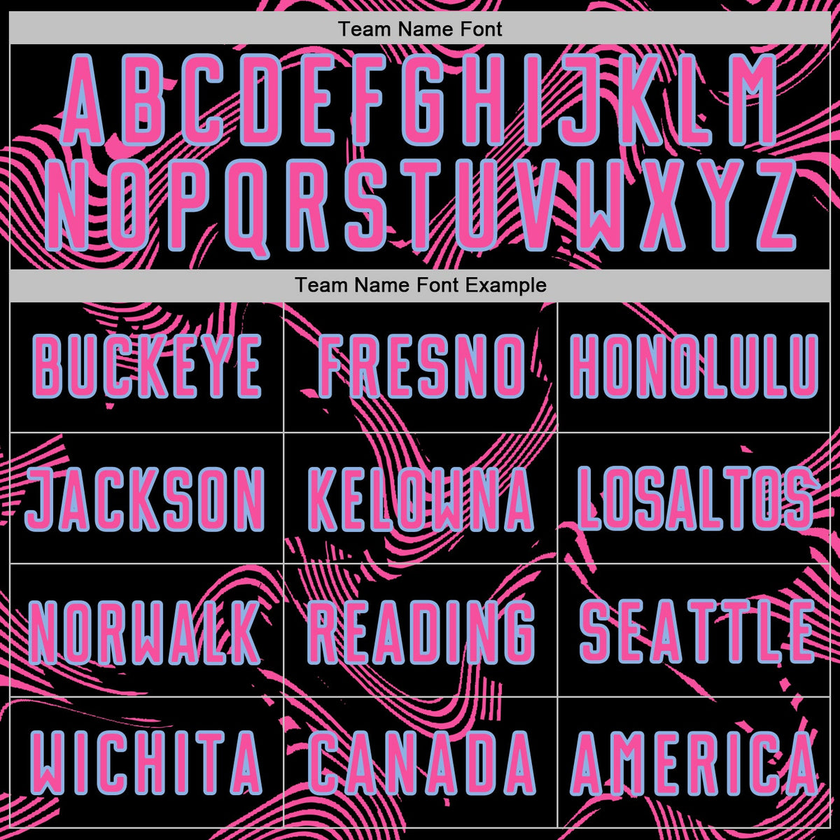 Custom Black Pink-Light Blue Curve Lines Sports Sublimation Soccer Uniform Jersey Limited