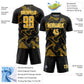 Custom Black Gold-White Curve Lines Sports Sublimation Soccer Uniform Jersey Limited