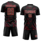 Custom Black Crimson-Cream Curve Lines Sports Sublimation Soccer Uniform Jersey Limited