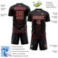 Custom Black Crimson-Cream Curve Lines Sports Sublimation Soccer Uniform Jersey Limited