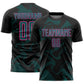 Custom Black Teal-Pink Curve Lines Sports Sublimation Soccer Uniform Jersey