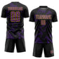 Custom Black Purple-Yellow Curve Lines Sports Sublimation Soccer Uniform Jersey Limited
