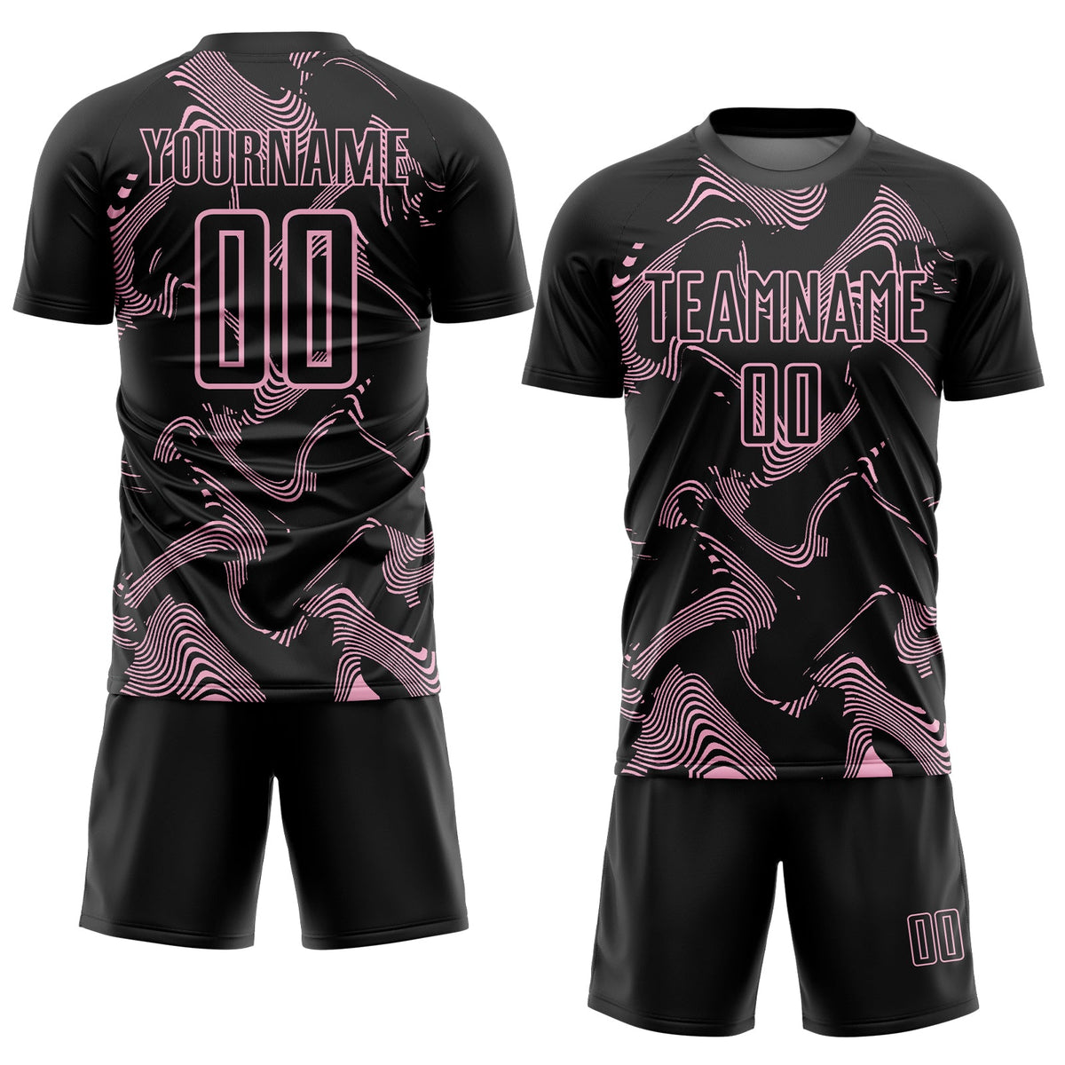 Custom Black Light Pink Curve Lines Sports Sublimation Soccer Uniform Jersey Limited