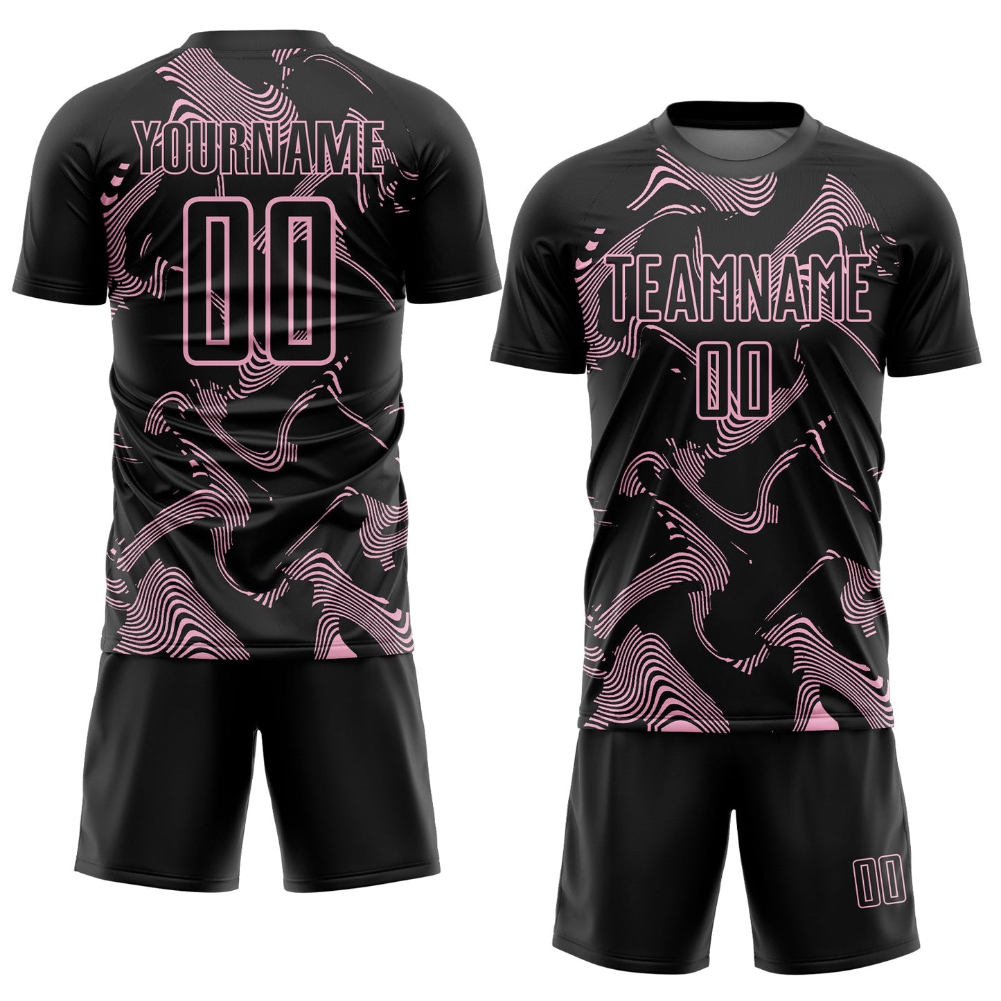 Custom Black Light Pink Curve Lines Sports Sublimation Soccer Uniform Jersey Limited