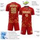 Custom Red Old Gold-White Curve Lines Sports Sublimation Soccer Uniform Jersey Limited