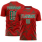 Custom Red Kelly Green-White Curve Lines Sports Sublimation Soccer Uniform Jersey