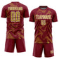 Custom Crimson Old Gold-White Curve Lines Sports Sublimation Soccer Uniform Jersey Limited