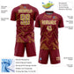 Custom Crimson Old Gold-White Curve Lines Sports Sublimation Soccer Uniform Jersey Limited