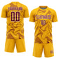 Custom Gold Crimson-White Curve Lines Sports Sublimation Soccer Uniform Jersey Limited