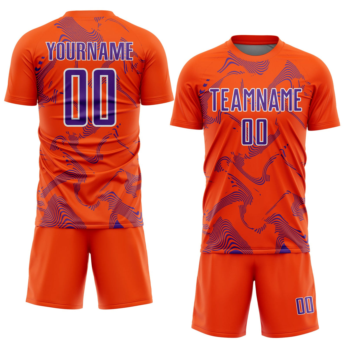 Custom Orange Purple-White Curve Lines Sports Sublimation Soccer Uniform Jersey Limited