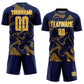Custom Navy Gold-White Curve Lines Sports Sublimation Soccer Uniform Jersey Limited