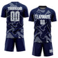 Custom Navy Silver-White Curve Lines Sports Sublimation Soccer Uniform Jersey Limited