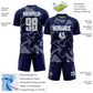 Custom Navy Silver-White Curve Lines Sports Sublimation Soccer Uniform Jersey Limited