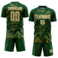 Custom Green Old Gold-White Curve Lines Sports Sublimation Soccer Uniform Jersey Limited