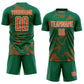 Custom Kelly Green Orange-White Curve Lines Sports Sublimation Soccer Uniform Jersey Limited