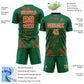 Custom Kelly Green Orange-White Curve Lines Sports Sublimation Soccer Uniform Jersey Limited