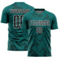 Custom Teal Black-White Curve Lines Sports Sublimation Soccer Uniform Jersey