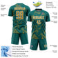 Custom Teal Old Gold-White Curve Lines Sports Sublimation Soccer Uniform Jersey Limited