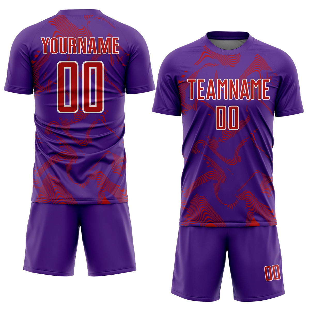 Custom Purple Red-White Curve Lines Sports Sublimation Soccer Uniform Jersey Limited