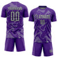 Custom Purple Gray-Black Curve Lines Sports Sublimation Soccer Uniform Jersey Limited