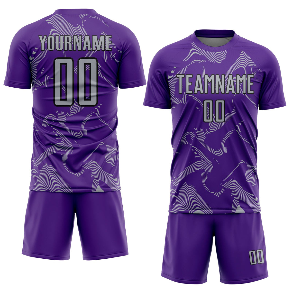 Custom Purple Gray-Black Curve Lines Sports Sublimation Soccer Uniform Jersey Limited