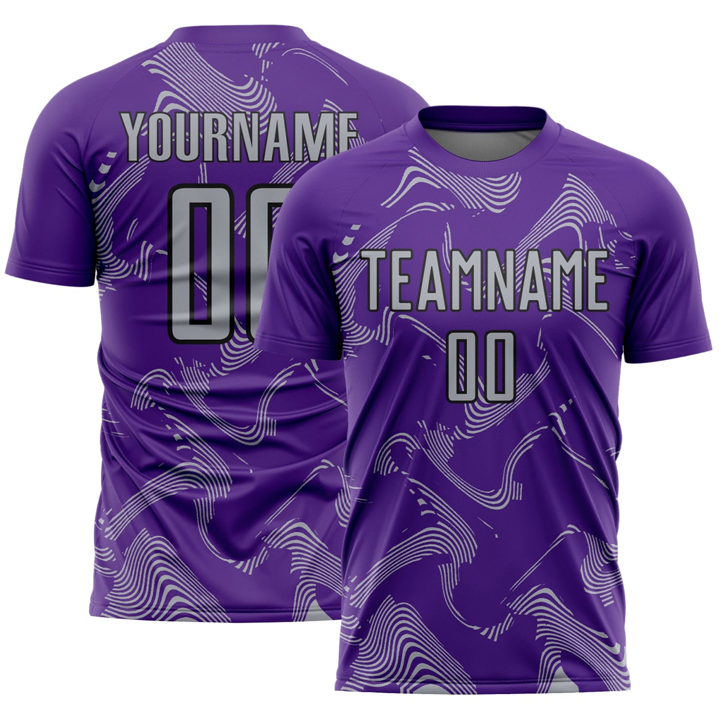 Custom Purple Gray-Black Curve Lines Sports Sublimation Soccer Uniform Jersey