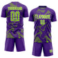 Custom Purple Neon Green-White Curve Lines Sports Sublimation Soccer Uniform Jersey Limited