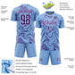 Custom Light Blue Purple-White Curve Lines Sports Sublimation Soccer Uniform Jersey Limited