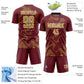 Custom Burgundy Old Gold-White Curve Lines Sports Sublimation Soccer Uniform Jersey Limited