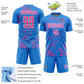 Custom Powder Blue Pink-White Curve Lines Sports Sublimation Soccer Uniform Jersey Limited