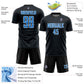 Custom Black Powder Blue-White Geometric Shape Sports Sublimation Soccer Uniform Jersey Limited