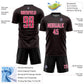 Custom Black Neon Pink-White Geometric Shape Sports Sublimation Soccer Uniform Jersey Limited