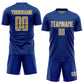 Custom Royal Old Gold-White Geometric Shape Sports Sublimation Soccer Uniform Jersey Limited