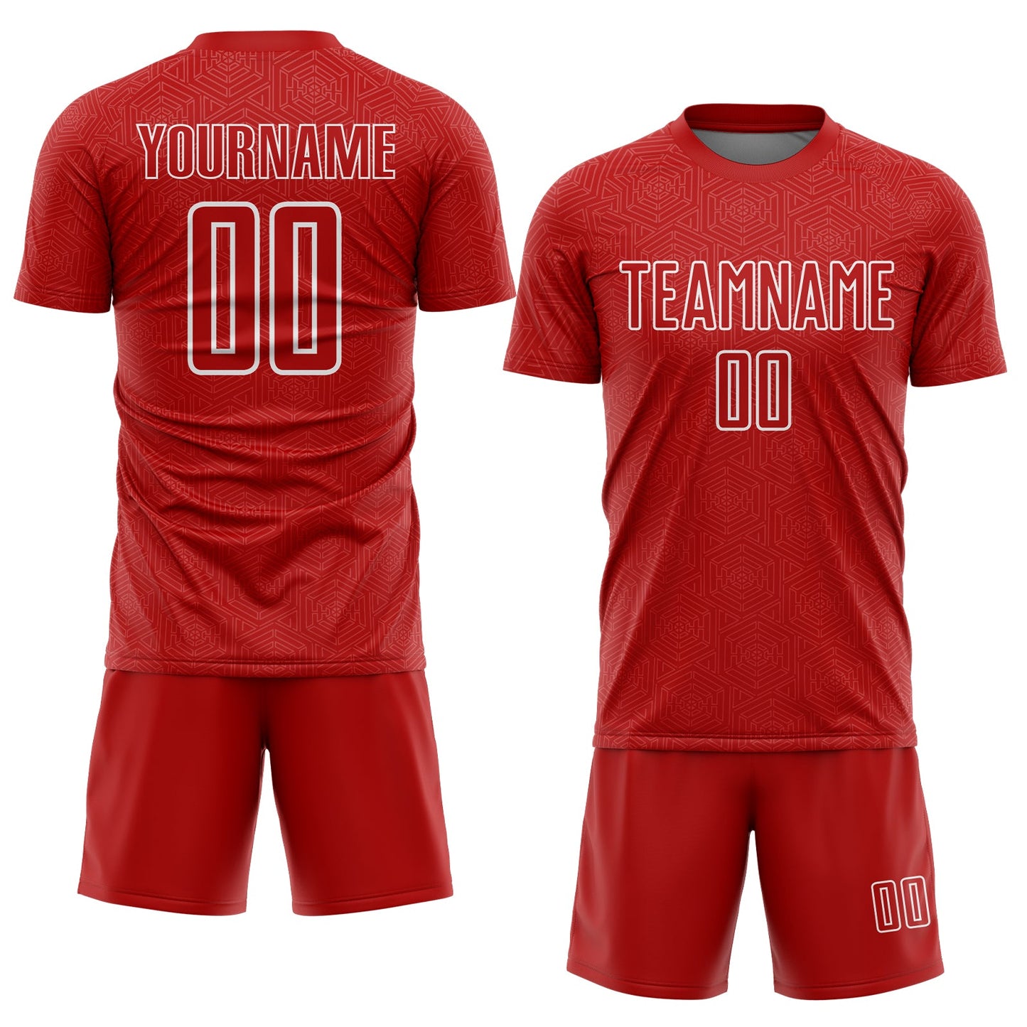 Custom Red White Geometric Shape Sports Sublimation Soccer Uniform Jersey Limited