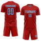 Custom Red Light Blue-Steel Gray Geometric Shape Sports Sublimation Soccer Uniform Jersey Limited