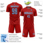 Custom Red Light Blue-Steel Gray Geometric Shape Sports Sublimation Soccer Uniform Jersey Limited