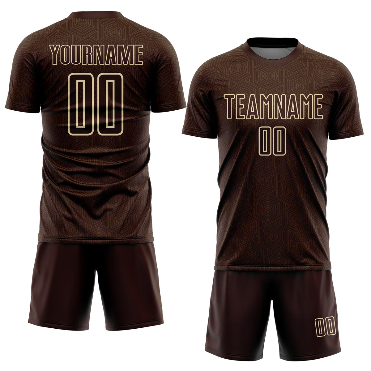 Custom Brown Cream Geometric Shape Sports Sublimation Soccer Uniform Jersey Limited