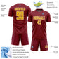 Custom Crimson Gold-White Geometric Shape Sports Sublimation Soccer Uniform Jersey Limited