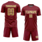 Custom Crimson Old Gold-White Geometric Shape Sports Sublimation Soccer Uniform Jersey Limited