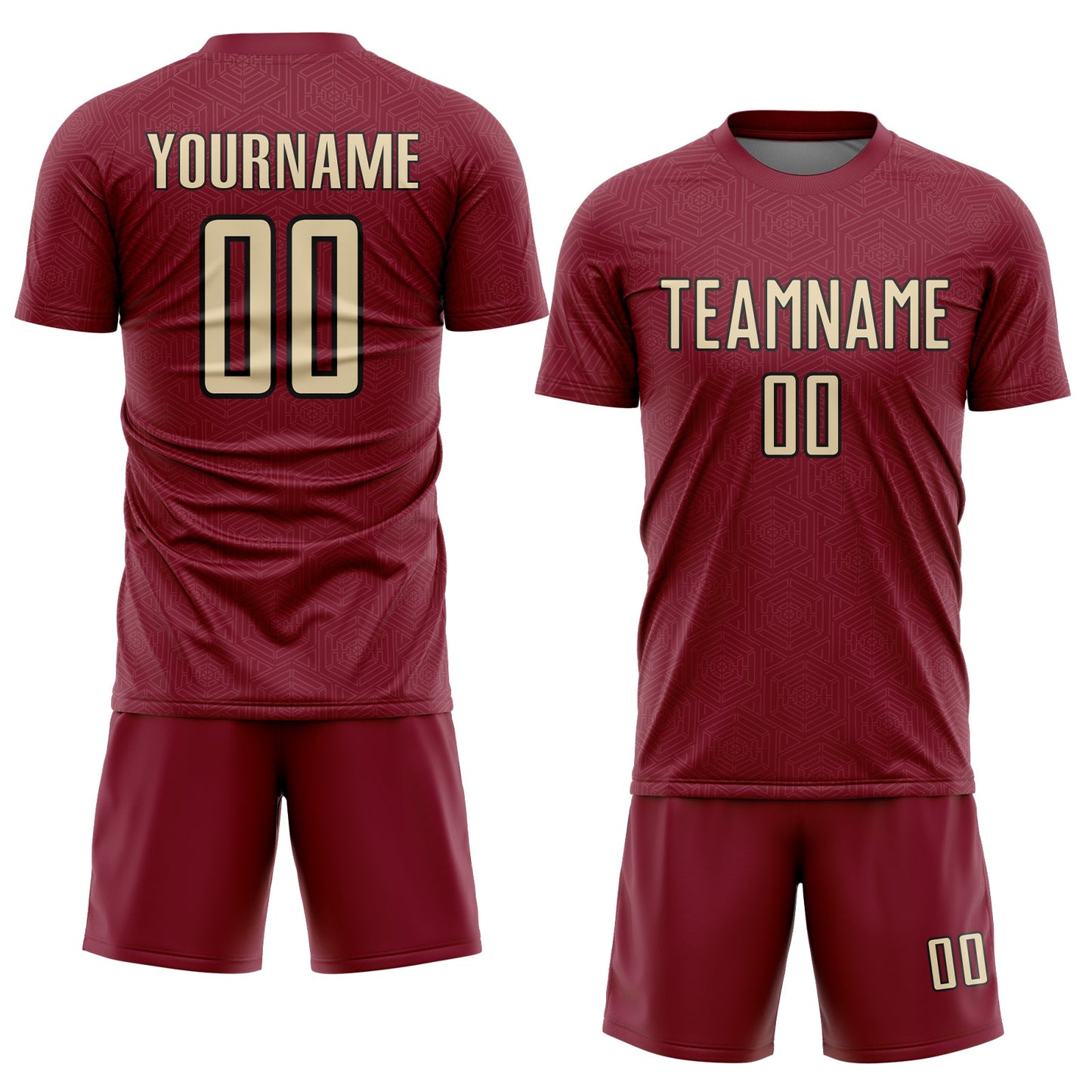 Custom Crimson Cream-Black Geometric Shape Sports Sublimation Soccer Uniform Jersey Limited